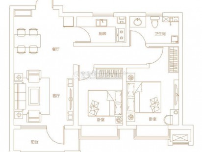 城发长江瑞城2室 2厅 1卫  户型图