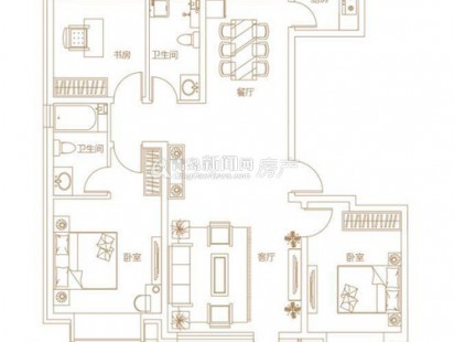 城发长江瑞城3室 2厅 2卫 户型图