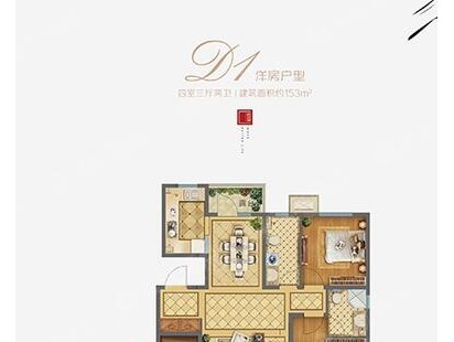 保利观堂洋房D1-4室3厅2卫 户型图