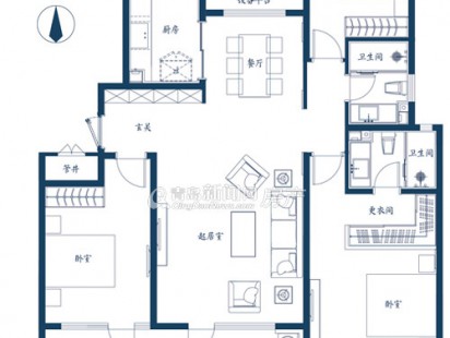 中海樘院8#楼中间户户型 