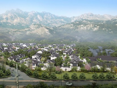 宸溪谷东方小镇实景融合图 