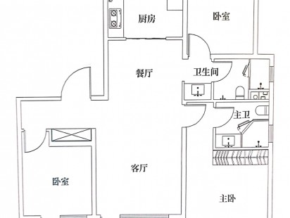 银盛泰博观星海120平户型 