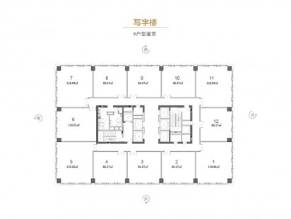 青铁华润城写字楼平面图户型 