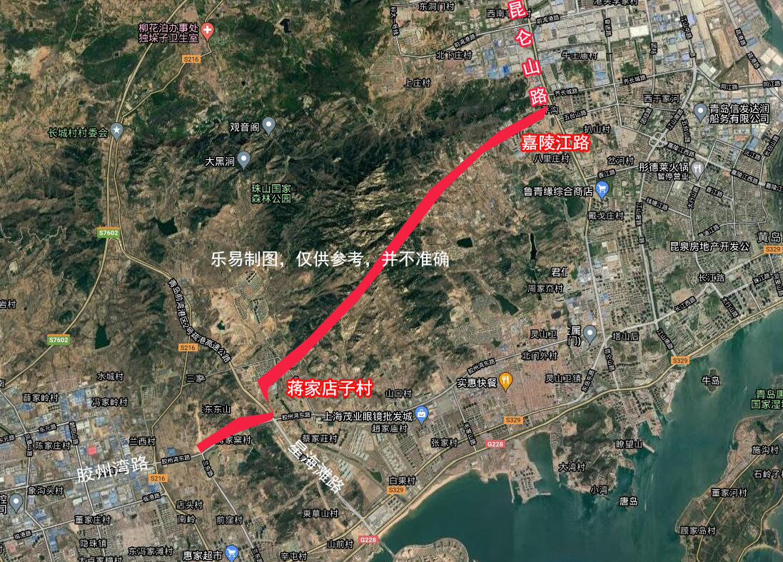 继续向西采用上下行分离式双洞隧道穿越小珠山,主线在小珠山西侧,蒋家